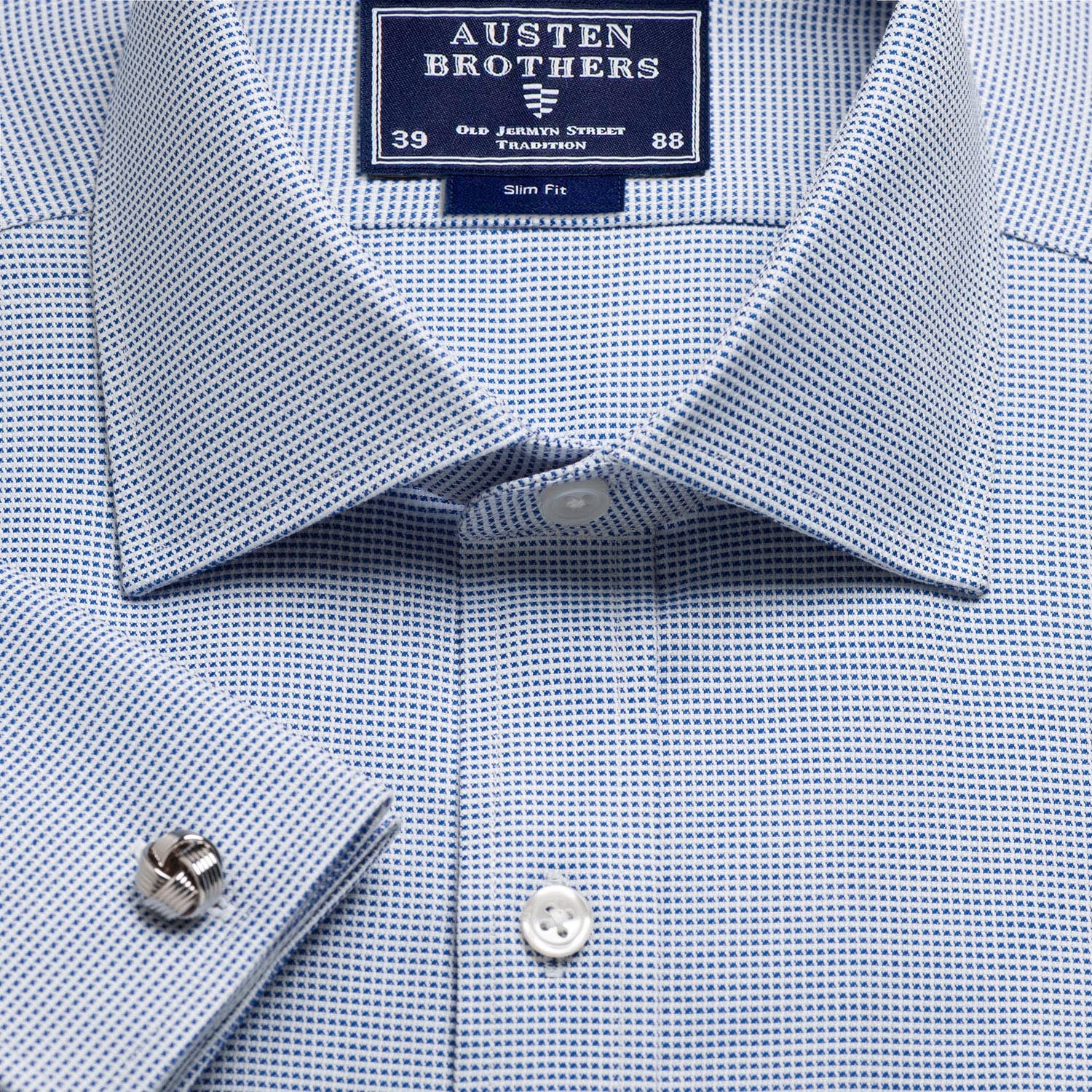 Made Order Navy Birdseye Dobby – Austen Brothers