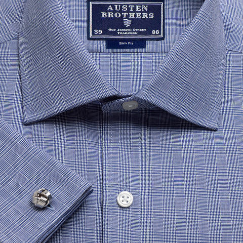Made 2 Order - Navy Prince of Wales Check Twill