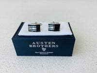 Cufflink - Premium Black Stripe Stainless Steel Cufflinks