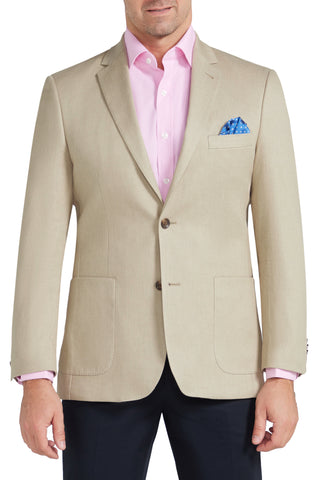 Jacket - Half Lined Sand Coloured Merino Wool Jacket