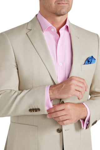 Jacket - Half Lined Sand Coloured Merino Wool Jacket
