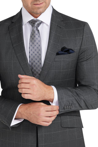 Suit - Charcoal Check Fine Merino Wool Suit