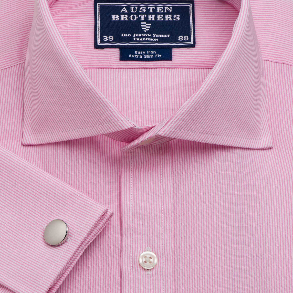 Men's Pink Pencil Stripe Poplin - Available in Size 37