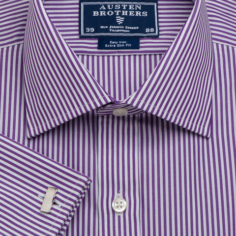 Men's Purple Stripe Poplin - Available in Sizes 37, 39, 44