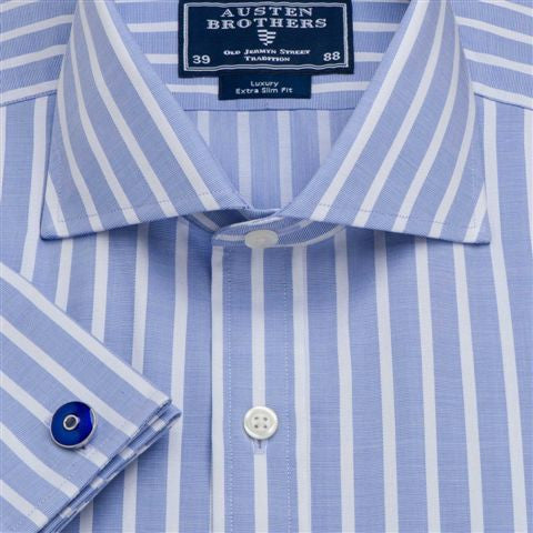 Men's Blue Stripe Poplin - size 37 only