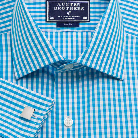 Made 2 Order - Aqua Bold Check Poplin