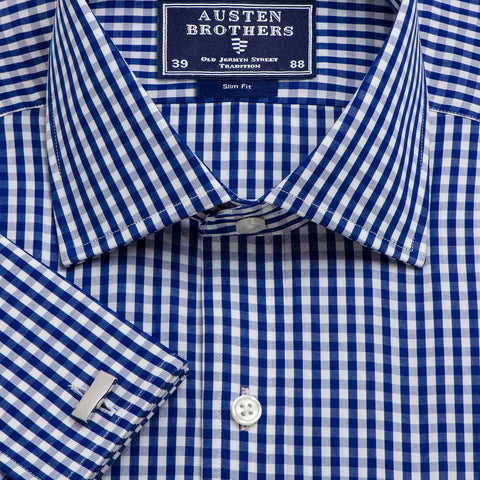 Made 2 Order - Navy Bold Check Poplin