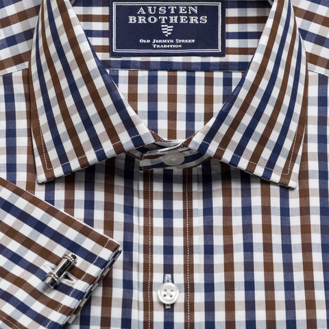 Made 2 Order - Chocolate & Navy Check Poplin