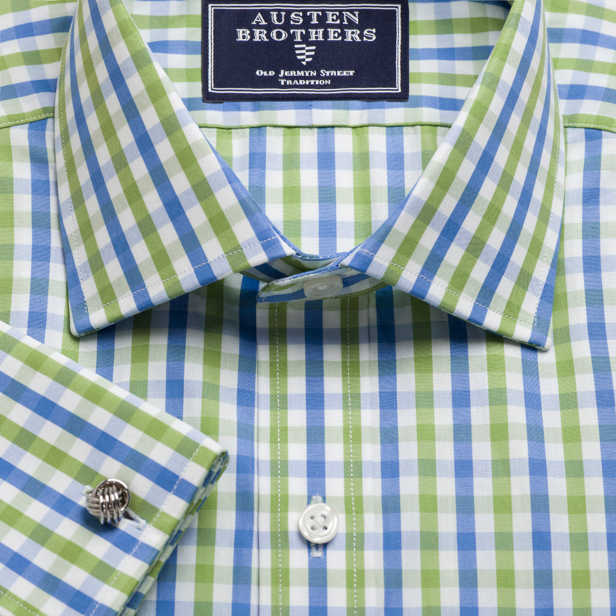 Made 2 Order - Green & Blue Buckingham Check Poplin