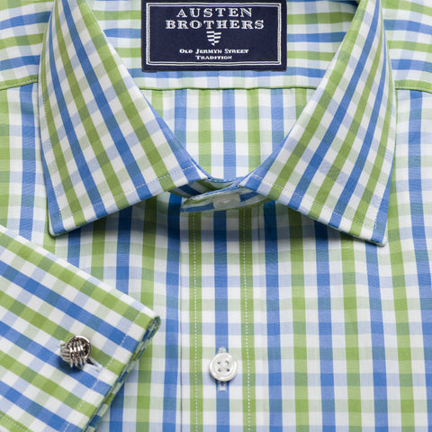 Made 2 Order - Green & Blue Buckingham Check Poplin