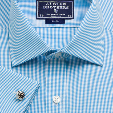 Made 2 Order - Aqua Gingham Check Poplin