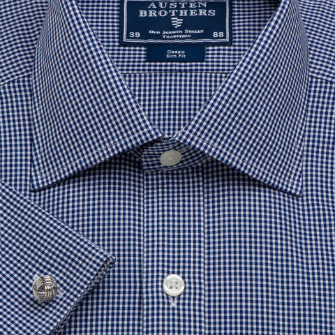 Made 2 Order - Navy Gingham Check Poplin