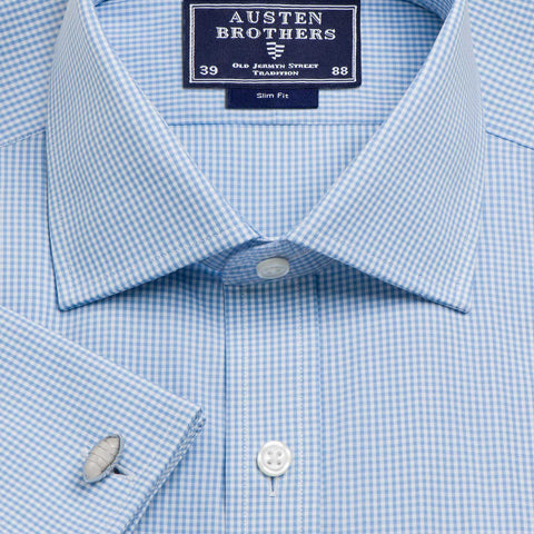 Made 2 Order - Sky Gingham Check Poplin