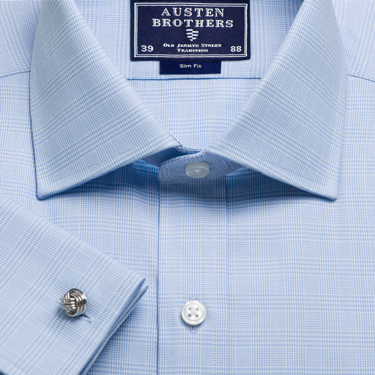 Made 2 Order - Sky Prince of Wales Check Twill