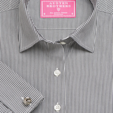 Made 2 Order - Black French Bengal Stripe Poplin