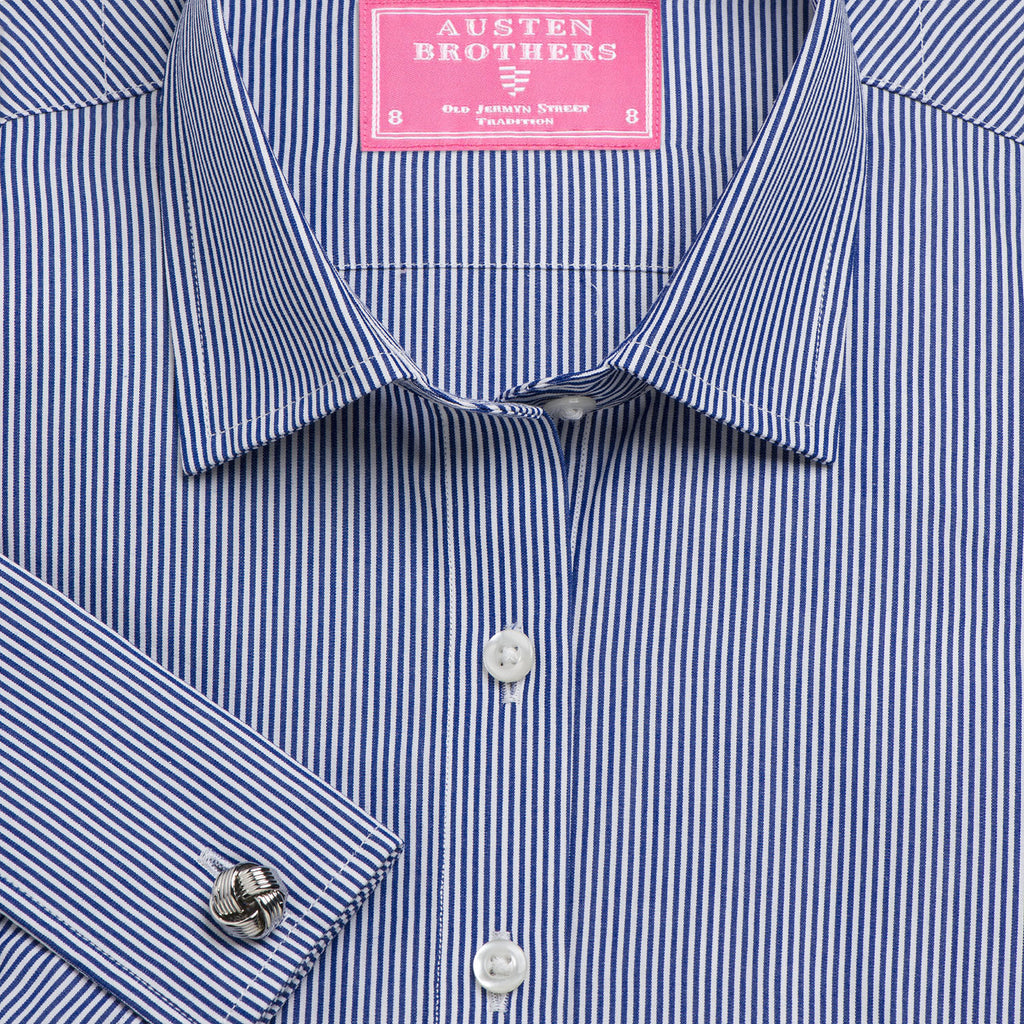 Made 2 Order - Navy French Bengal Stripe Poplin