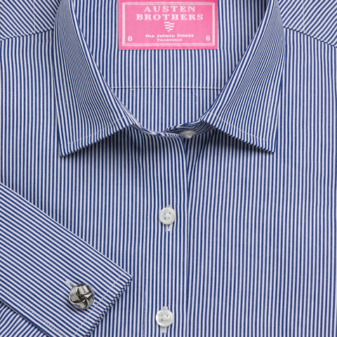 Made 2 Order - Navy French Bengal Stripe Poplin
