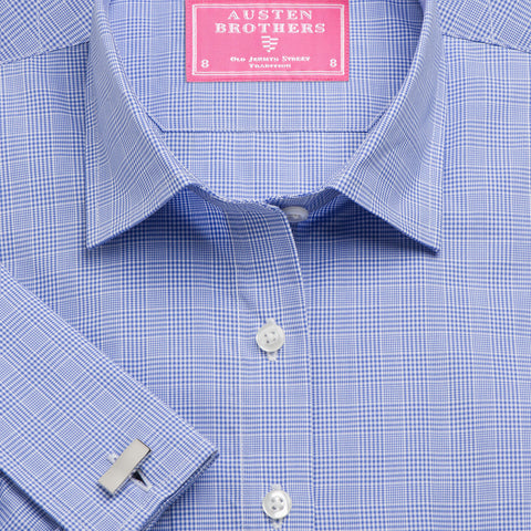 Made 2 Order - Blue Prince of Wales Check Poplin